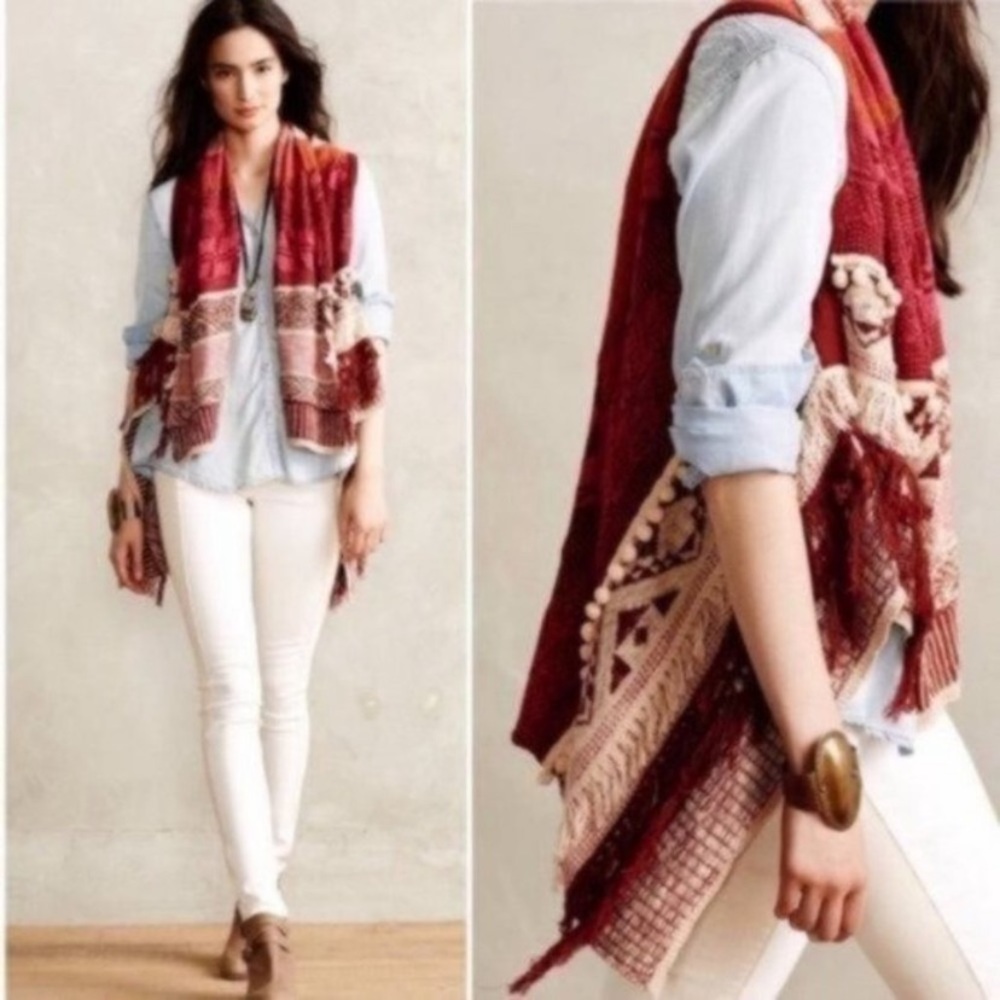 Anthropologie moth Durango jacquard boho vest - Picture 2 of 5